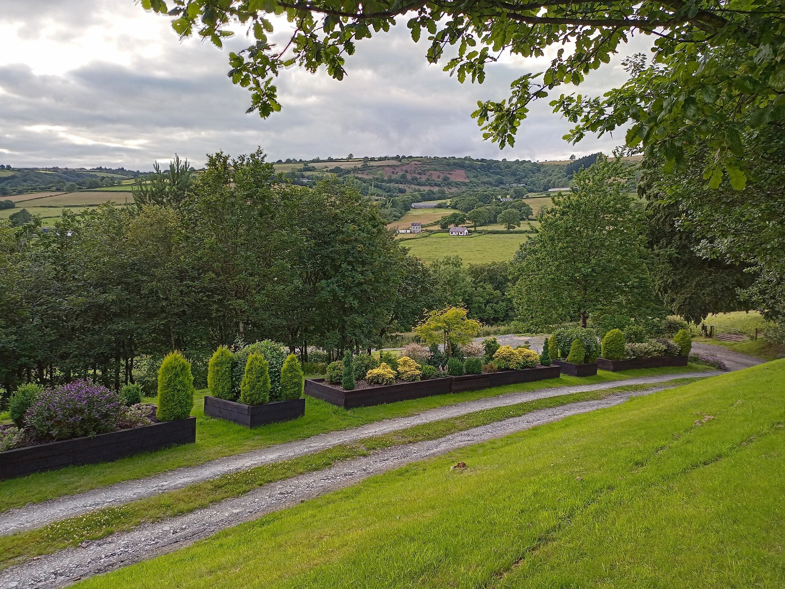 Rolling Welsh countryside hills and pastoral landscape