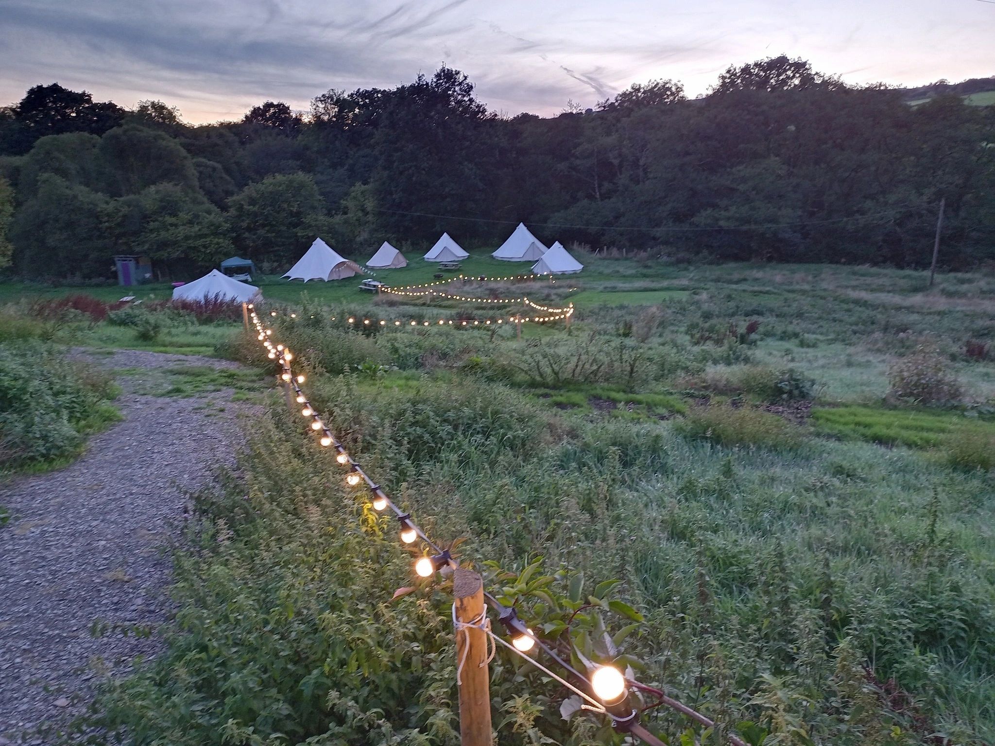 Luxury glamping bell tent with firepit